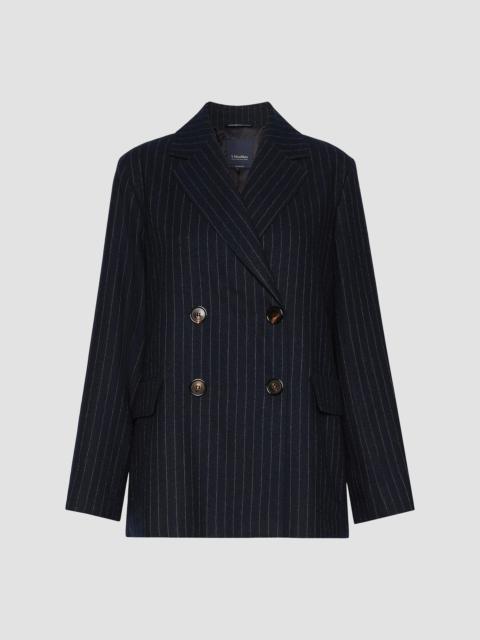 Max Mara Women's Double Breasted Pinstripe Wool Jacket - Midnight Blue