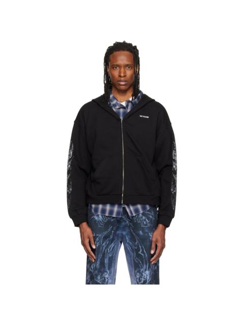 We11done Black Lace 'WE11DONE' Zip-Up Hoodie