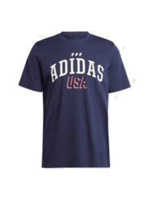 adidas Americana Graphic T-Shirt Asia Sizing 'Navy White' IN6477