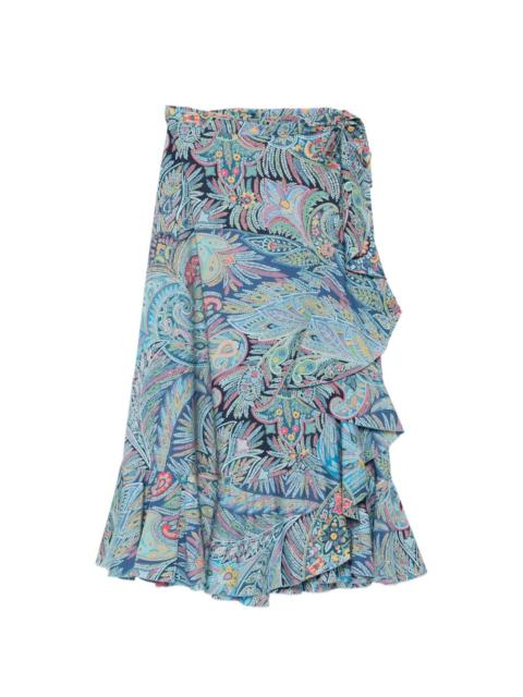 Etro ruffled paisley skirt