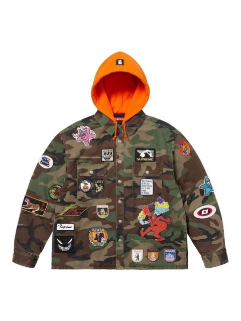 Supreme Supreme Patches Hooded Zip Up Shirt 'Woodland Camo' SS25S30-WOODLAND-CAMO