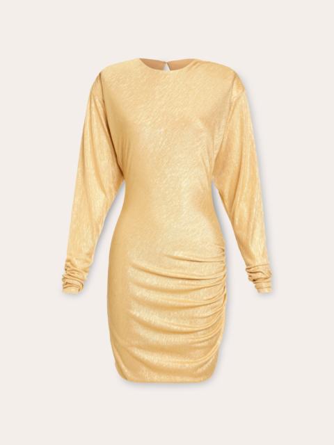RAMY BROOK Celine Metallic Long Sleeve Mini Dress