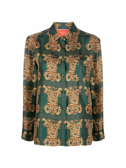 La DoubleJ - Boy tiger-print Silk Shirt - Women - Silk - M - Green