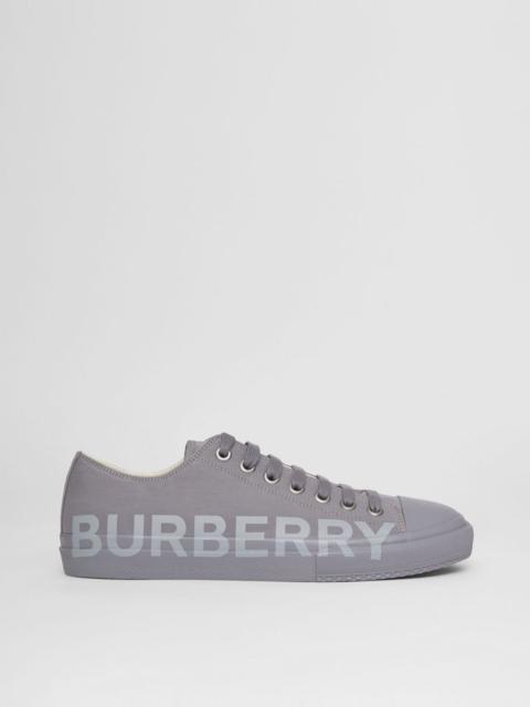Burberry Logo Print Cotton Gabardine Sneakers