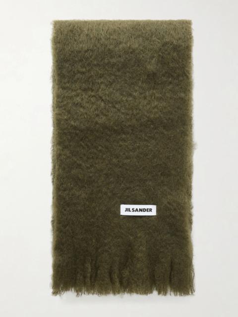 Jil Sander Fringed Mohair And Wool-bend Scarf