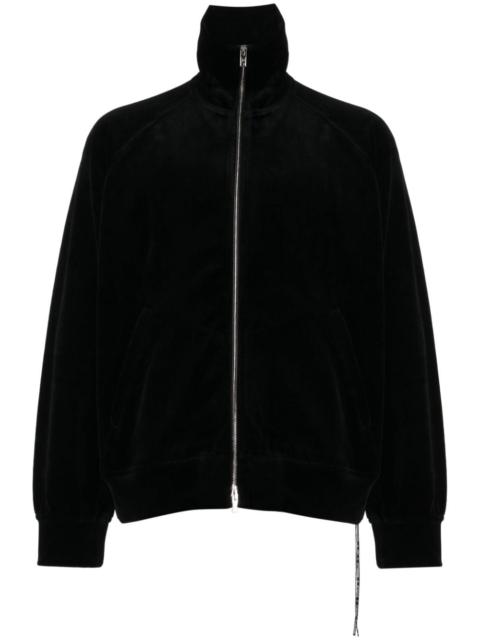 zip-up velour sweatshirt