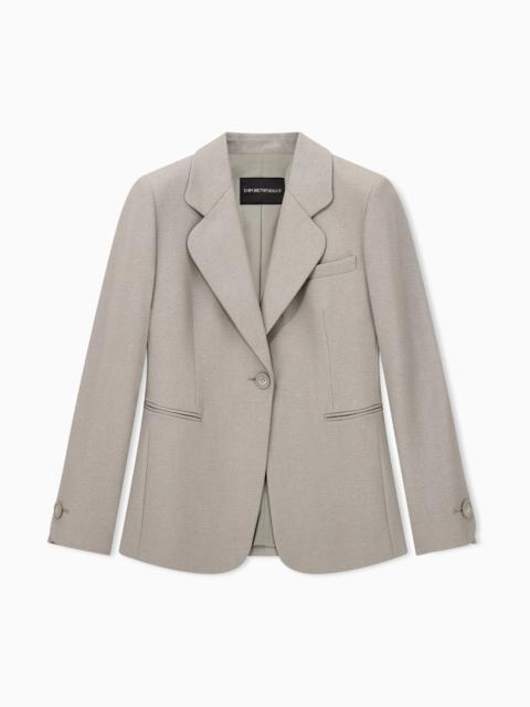 EMPORIO ARMANI SINGLE-BREASTED BLAZER IN MIXED VISCOSE GRANITE FABRIC