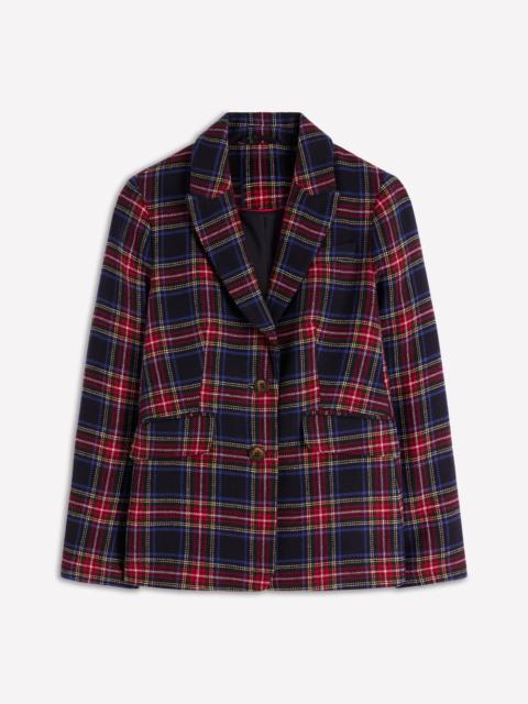 BODEN Stamford Wool-Blend Blazer-Navy, Green and Red Check