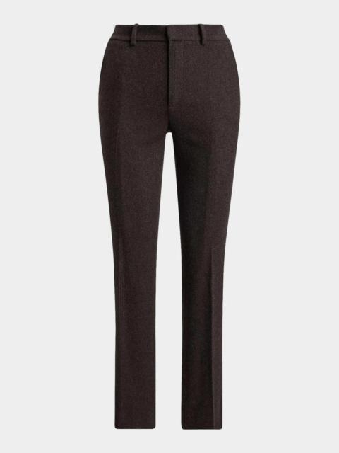 Ralph Lauren Andrey Wool Herringbone Tapered-Leg Ankle Pants