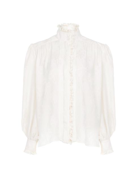 Chloé OVERSIZED RUFFLED BLOUSE IN SILK JACQUARD