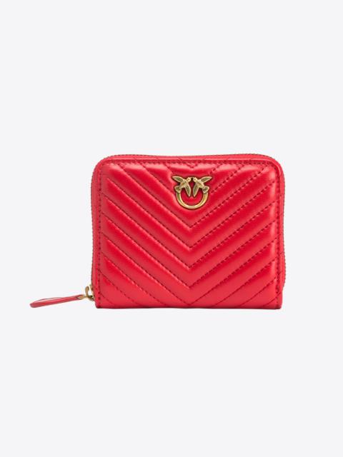 PINKO SQUARE ZIP-AROUND WALLET IN CHEVRON-PATTERNED NAPPA LEATHER
