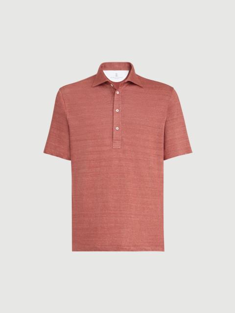Brunello Cucinelli Linen and cotton mélange jersey polo with shirt-style collar
