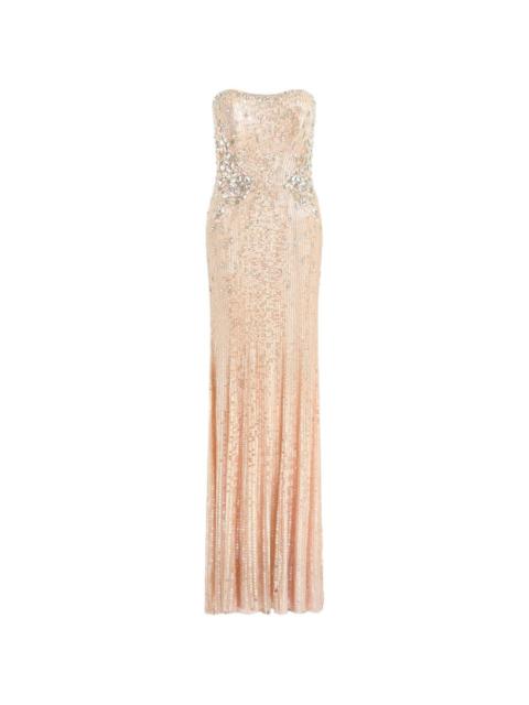 JENNY PACKHAM Topaz sequin-embellished strapless maxi dress