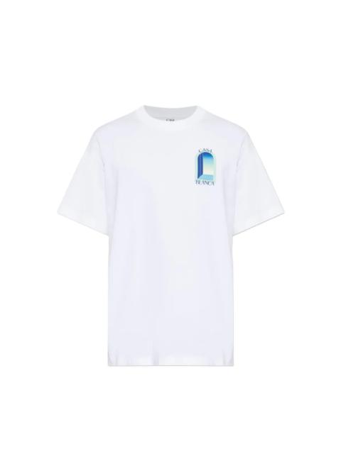 CASABLANCA WHITE & MINT L'ARCHE SHORT SLEEVE T‑SHIRT