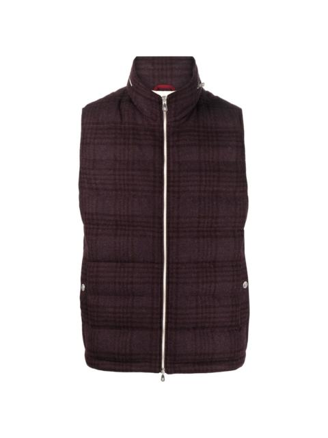 Brunello Cucinelli plaid check-pattern padded gilet