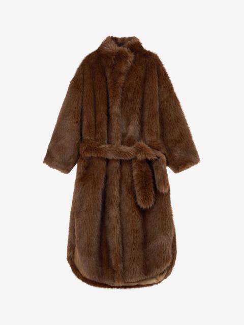 The Frankie Shop Ravello Faux Fur Robe Coat - Brown