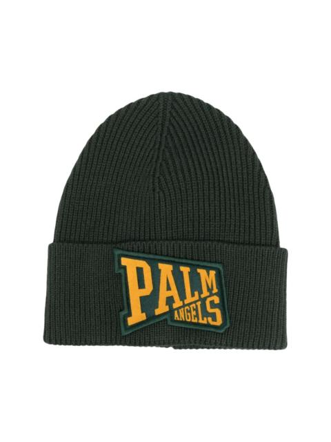 Palm Angels logo-patch wool beanie