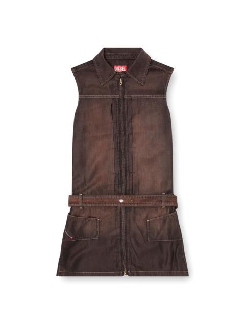 Diesel MINIDRESS IN FLUID COATED DENIM
