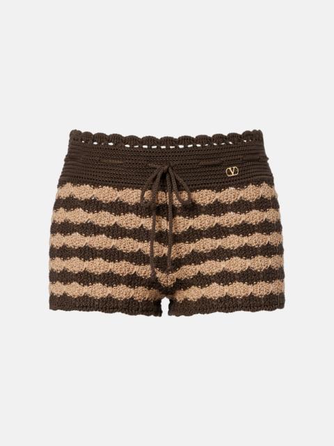 Valentino Striped knitted cotton shorts