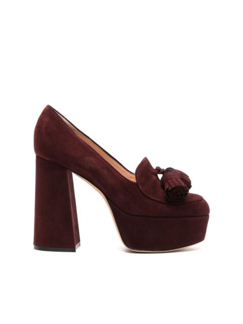 tassel-detail 125mm suede platform pumps