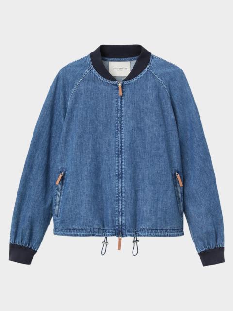 Lafayette 148 New York Oversized Cotton Chambray Bomber Jacket