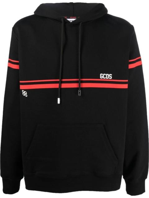 GCDS stripe-detail cotton hoodie