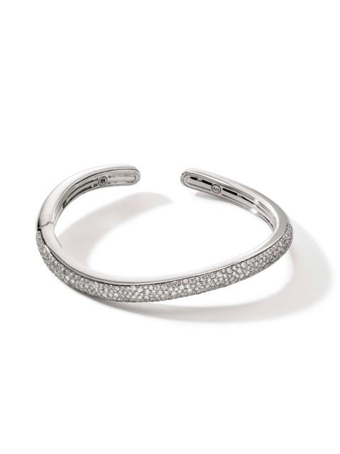 JOHN HARDY Surf Hinged Cuff, Silver, Diamonds, Slim