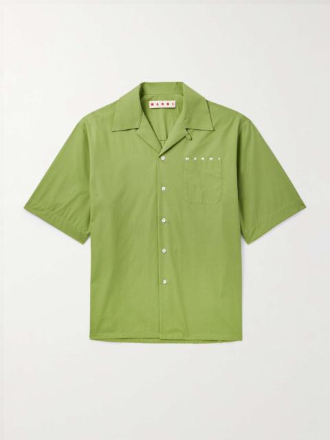 Marni Convertible-Collar Logo-Print Cotton-Poplin Shirt