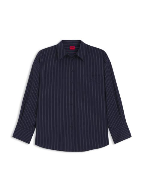 HUGO REGULAR-FIT BLOUSE IN PINSTRIPE COTTON POPLIN