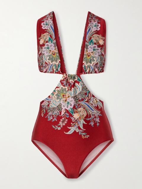 Zimmermann Rhiannon Cutout Printed Swimsuit