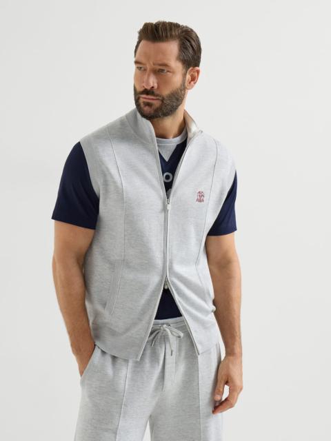 Brunello Cucinelli Cotton and silk French terry double knit vest with logo