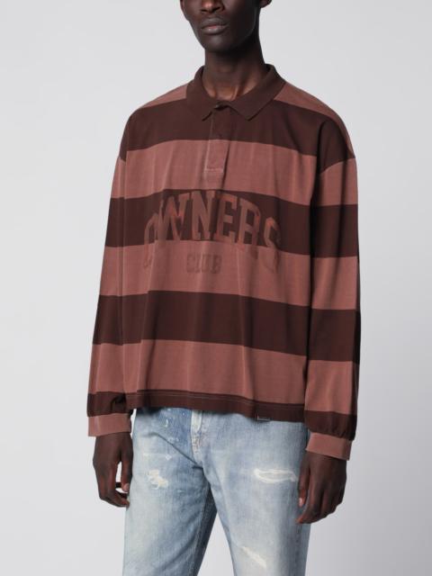 REPRESENT Owners Club Stripe rugby polo in cotton, sienna stripes