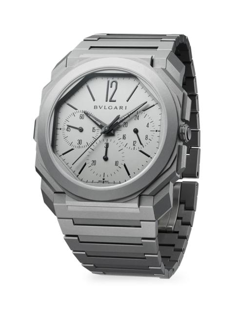 BVLGARI Women's Octo Finissimo Extra-Thin Grey Ceramic & Titanium Bracelet Chronograph Watch