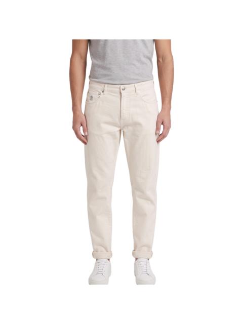 Brunello Cucinelli Leisure Fit 5 Pocket Denim Jean Pants "Light Cream / Off White" BRUN2310