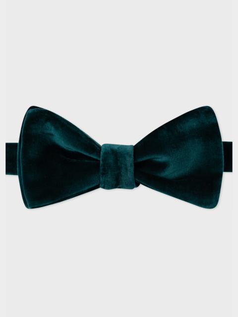 Paul Smith Forest Green Velvet Self-Tie Bow Tie