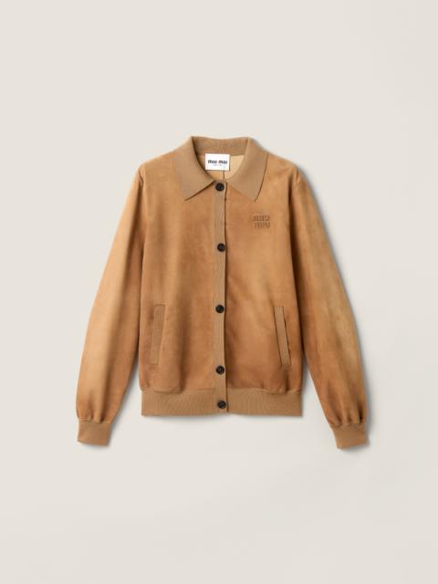 Miu Miu Waxed suede blouson jacket