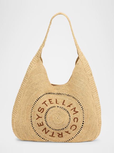 Stella McCartney Small Logo Crochet Raffia Hobo Bag