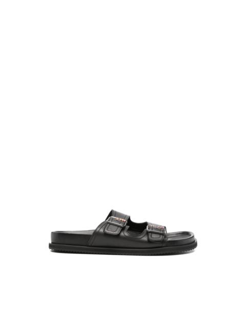 logo-stripes buckle-strap sandals