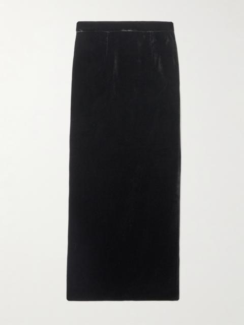 THE NEW ARRIVALS ILKYAZ OZEL Raja Velvet Midi Skirt