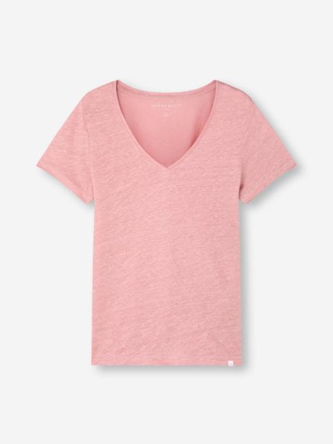 Derek Rose Women's V-Neck T-Shirt Jordan Linen Pink