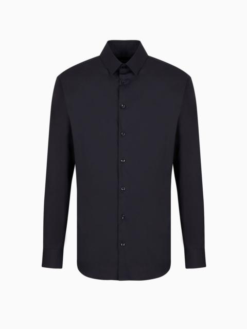 Plain-knit stretch cotton shirt