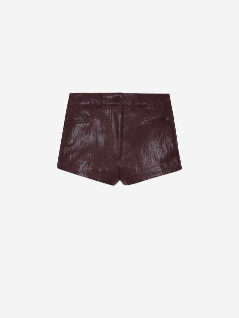The Frankie Shop Nevis Faux Leather Hot Pants - Burgundy