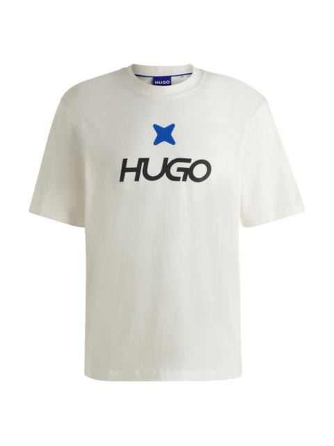 HUGO COTTON-JERSEY T-SHIRT WITH LOGO ARTWORK