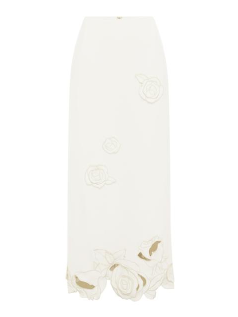 LEO LIN Kyra Appliquéd Maxi Skirt off-white