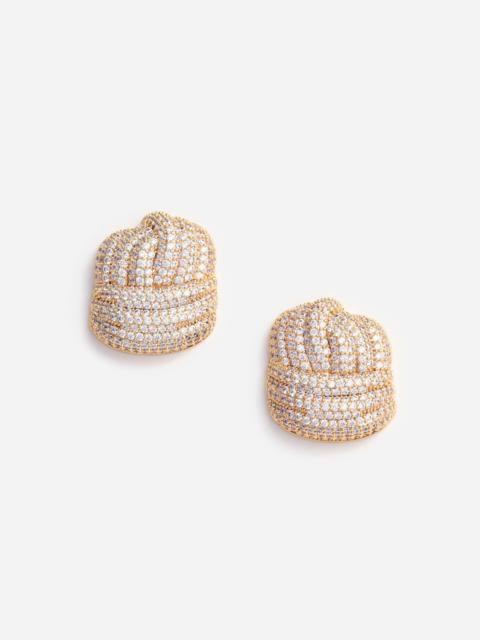 self-portrait Gold Crystal Knot Earrings