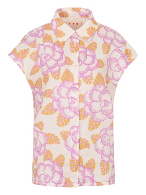 Marni floral cap-sleeved shirt