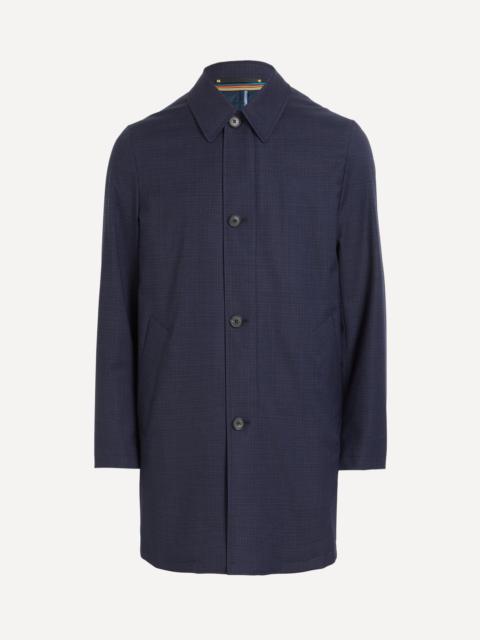 Paul Smith Navy Plaid Mac Coat with Gilet