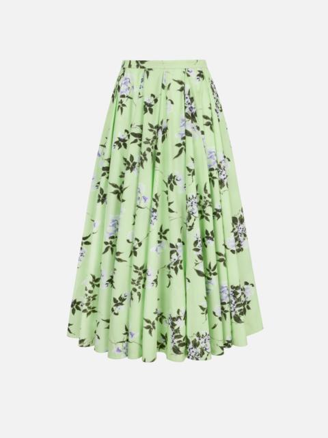 EMILIA WICKSTEAD Rhea Skirt In Lilac Lillies & Cherry Print on Green Organic Cotton