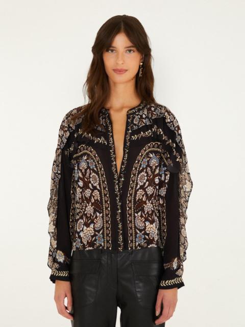 FARM RIO Daniela Long Sleeve Ruffled Blouse
