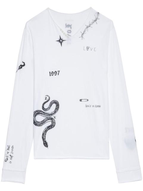 Zadig & Voltaire tattoo-print long-sleeve T-shirt